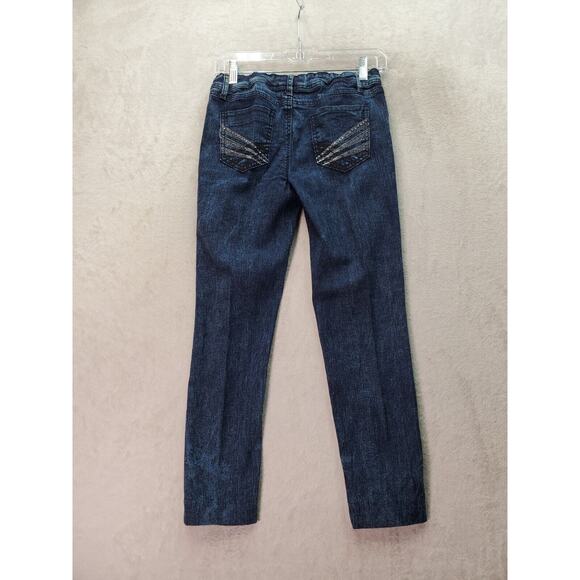 Imperial Star Jegging Jeans Girls Size 14 Blue Denim Cotton Beaded Straight Leg‎ - Picture 2 of 8